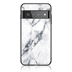 Coque Contour Silicone et Vitre Motif Fantaisie Miroir Etui Housse pour Google Pixel 6 Pro 5G Blanc