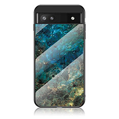 Coque Contour Silicone et Vitre Motif Fantaisie Miroir Etui Housse pour Google Pixel 6a 5G Bleu