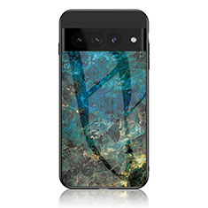 Coque Contour Silicone et Vitre Motif Fantaisie Miroir Etui Housse pour Google Pixel 7 Pro 5G Bleu