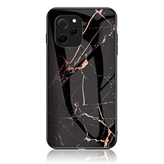 Coque Contour Silicone et Vitre Motif Fantaisie Miroir Etui Housse pour Huawei Enjoy 50z Or et Noir