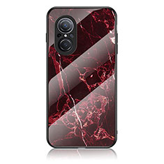 Coque Contour Silicone et Vitre Motif Fantaisie Miroir Etui Housse pour Huawei Honor 50 SE 5G Rouge