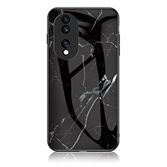 Coque Contour Silicone et Vitre Motif Fantaisie Miroir Etui Housse pour Huawei Honor 70 5G Noir