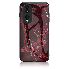 Coque Contour Silicone et Vitre Motif Fantaisie Miroir Etui Housse pour Huawei Honor 70 5G Rouge