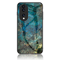 Coque Contour Silicone et Vitre Motif Fantaisie Miroir Etui Housse pour Huawei Honor 70 Pro 5G Bleu