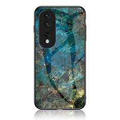 Coque Contour Silicone et Vitre Motif Fantaisie Miroir Etui Housse pour Huawei Honor 80 5G Bleu