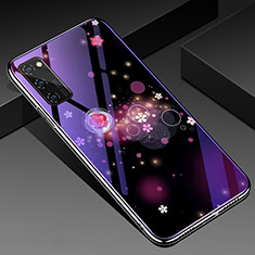 Coque Contour Silicone et Vitre Motif Fantaisie Miroir Etui Housse pour Huawei Honor V30 5G Violet