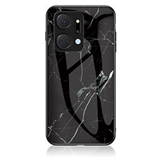 Coque Contour Silicone et Vitre Motif Fantaisie Miroir Etui Housse pour Huawei Honor X7a Noir