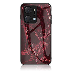 Coque Contour Silicone et Vitre Motif Fantaisie Miroir Etui Housse pour Huawei Honor X7a Rouge