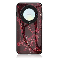 Coque Contour Silicone et Vitre Motif Fantaisie Miroir Etui Housse pour Huawei Honor X9a 5G Rouge