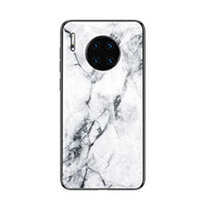 Coque Contour Silicone et Vitre Motif Fantaisie Miroir Etui Housse pour Huawei Mate 30 Pro 5G Blanc