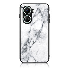 Coque Contour Silicone et Vitre Motif Fantaisie Miroir Etui Housse pour Huawei Nova 10 SE Blanc