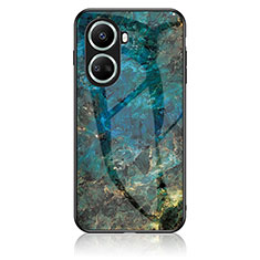 Coque Contour Silicone et Vitre Motif Fantaisie Miroir Etui Housse pour Huawei Nova 10 SE Bleu