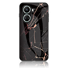 Coque Contour Silicone et Vitre Motif Fantaisie Miroir Etui Housse pour Huawei Nova 10 SE Or et Noir