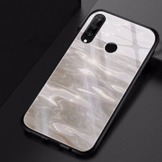 Coque Contour Silicone et Vitre Motif Fantaisie Miroir Etui Housse pour Huawei Nova 4e Gris