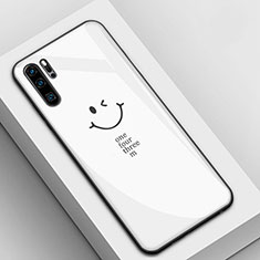 Coque Contour Silicone et Vitre Motif Fantaisie Miroir Etui Housse pour Huawei P30 Pro Blanc