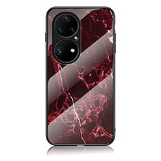 Coque Contour Silicone et Vitre Motif Fantaisie Miroir Etui Housse pour Huawei P50e Rouge