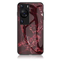 Coque Contour Silicone et Vitre Motif Fantaisie Miroir Etui Housse pour Huawei P60 Rouge