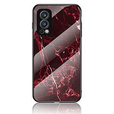 Coque Contour Silicone et Vitre Motif Fantaisie Miroir Etui Housse pour OnePlus Nord 2 5G Rouge