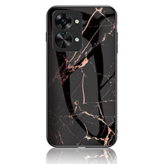 Coque Contour Silicone et Vitre Motif Fantaisie Miroir Etui Housse pour OnePlus Nord 2T 5G Or et Noir