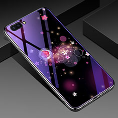 Coque Contour Silicone et Vitre Motif Fantaisie Miroir Etui Housse pour Oppo A12e Violet