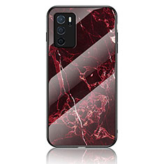 Coque Contour Silicone et Vitre Motif Fantaisie Miroir Etui Housse pour Oppo A16 Rouge