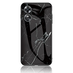 Coque Contour Silicone et Vitre Motif Fantaisie Miroir Etui Housse pour Oppo A17 Noir