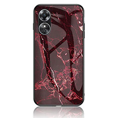 Coque Contour Silicone et Vitre Motif Fantaisie Miroir Etui Housse pour Oppo A17 Rouge