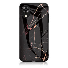 Coque Contour Silicone et Vitre Motif Fantaisie Miroir Etui Housse pour Oppo A17K Or et Noir