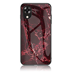 Coque Contour Silicone et Vitre Motif Fantaisie Miroir Etui Housse pour Oppo A17K Rouge