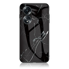 Coque Contour Silicone et Vitre Motif Fantaisie Miroir Etui Housse pour Oppo A38 Noir