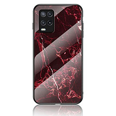 Coque Contour Silicone et Vitre Motif Fantaisie Miroir Etui Housse pour Oppo A54 4G Rouge