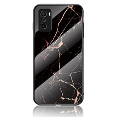 Coque Contour Silicone et Vitre Motif Fantaisie Miroir Etui Housse pour Oppo A55S 5G Or et Noir