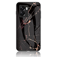 Coque Contour Silicone et Vitre Motif Fantaisie Miroir Etui Housse pour Oppo A57 5G Or et Noir