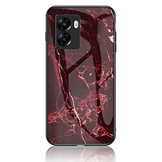 Coque Contour Silicone et Vitre Motif Fantaisie Miroir Etui Housse pour Oppo A57 5G Rouge