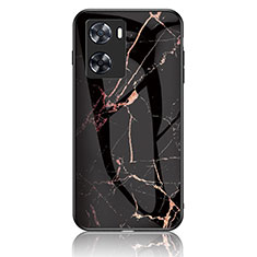 Coque Contour Silicone et Vitre Motif Fantaisie Miroir Etui Housse pour Oppo A77 4G Or et Noir