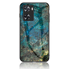 Coque Contour Silicone et Vitre Motif Fantaisie Miroir Etui Housse pour Oppo A77s Bleu