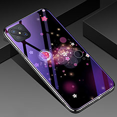 Coque Contour Silicone et Vitre Motif Fantaisie Miroir Etui Housse pour Oppo A92s 5G Violet