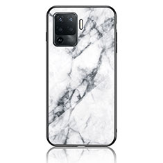 Coque Contour Silicone et Vitre Motif Fantaisie Miroir Etui Housse pour Oppo A94 4G Blanc