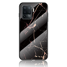 Coque Contour Silicone et Vitre Motif Fantaisie Miroir Etui Housse pour Oppo A94 4G Or et Noir