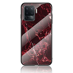 Coque Contour Silicone et Vitre Motif Fantaisie Miroir Etui Housse pour Oppo A94 4G Rouge