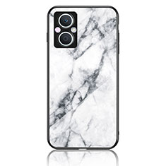 Coque Contour Silicone et Vitre Motif Fantaisie Miroir Etui Housse pour Oppo A96 5G Blanc