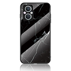 Coque Contour Silicone et Vitre Motif Fantaisie Miroir Etui Housse pour Oppo A96 5G Noir