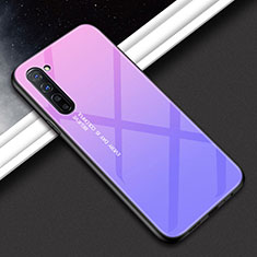 Coque Contour Silicone et Vitre Motif Fantaisie Miroir Etui Housse pour Oppo F15 Violet