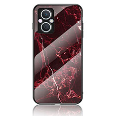 Coque Contour Silicone et Vitre Motif Fantaisie Miroir Etui Housse pour Oppo F21 Pro 5G Rouge