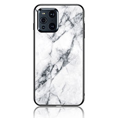 Coque Contour Silicone et Vitre Motif Fantaisie Miroir Etui Housse pour Oppo Find X3 5G Blanc