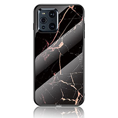 Coque Contour Silicone et Vitre Motif Fantaisie Miroir Etui Housse pour Oppo Find X3 5G Or et Noir