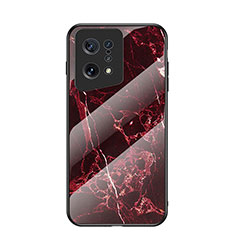 Coque Contour Silicone et Vitre Motif Fantaisie Miroir Etui Housse pour Oppo Find X5 5G Rouge
