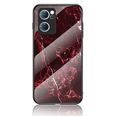 Coque Contour Silicone et Vitre Motif Fantaisie Miroir Etui Housse pour Oppo Find X5 Lite 5G Rouge