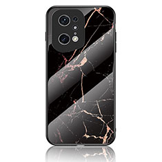 Coque Contour Silicone et Vitre Motif Fantaisie Miroir Etui Housse pour Oppo Find X5 Pro 5G Or et Noir