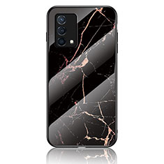 Coque Contour Silicone et Vitre Motif Fantaisie Miroir Etui Housse pour Oppo K9 5G Or et Noir